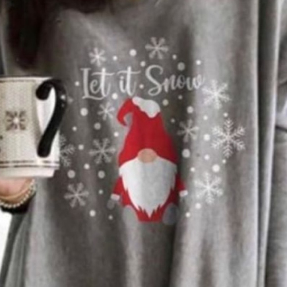 3/$20 NWOT Women’s Gray Christmas Gnome oversized dress or nightshirt - Picture 2 of 5
